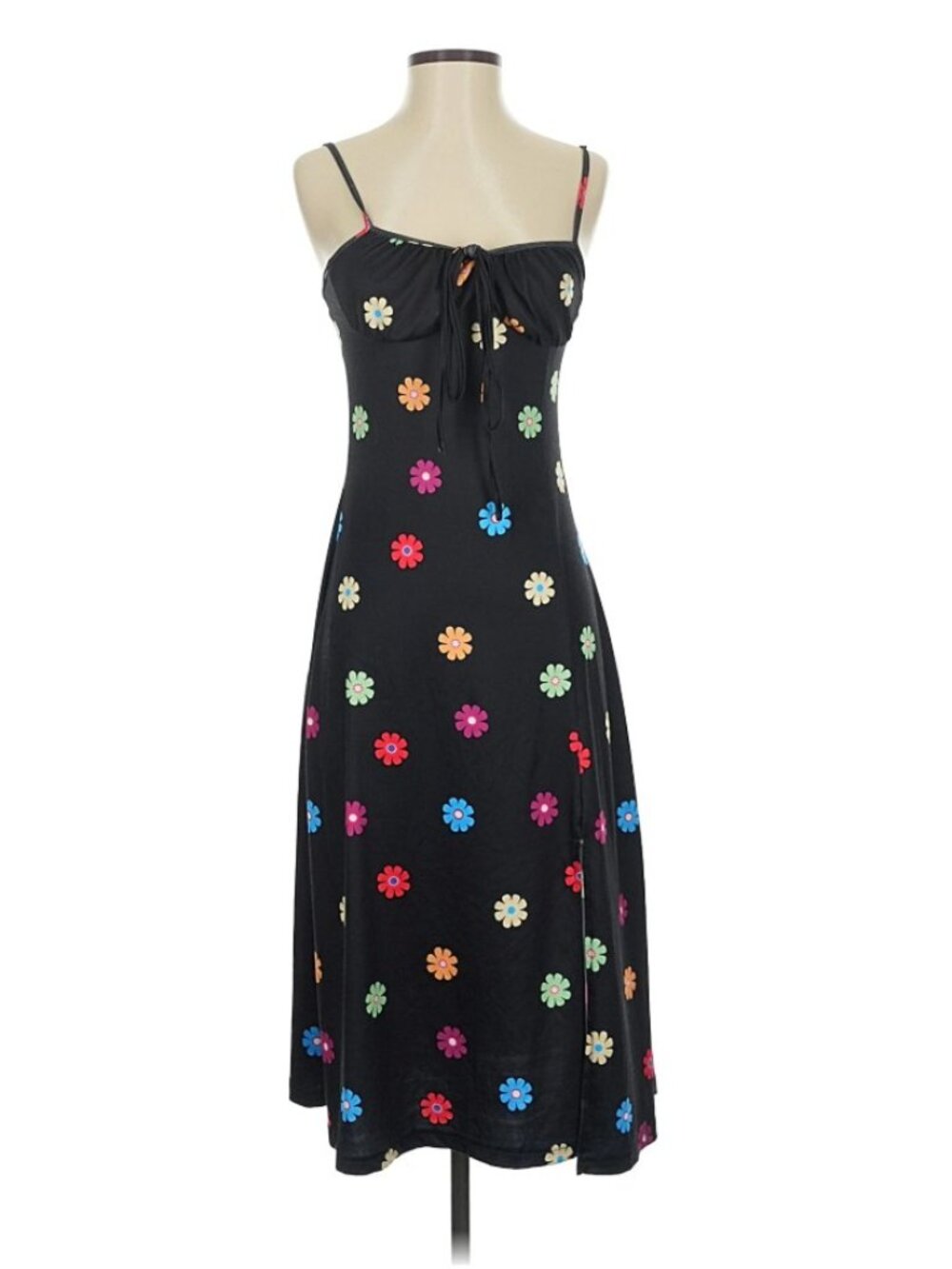 Shein black floral slip dress 90s/Y2K size small/4